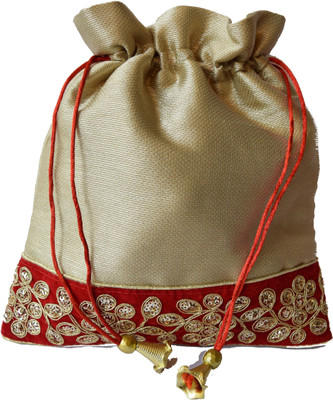 Mahadev Exports Maroon Lace Gold Potli(Gold)