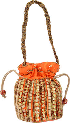 Bagaholics Ethnic Silk Batwa Potli(Orange)
