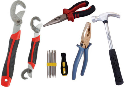 Asraw Snap N Grip, Plier, Nose Plier, 1/2LB Hammer & Screwdriver Set Hand Tool Kit(5 Tools), Multicolor
Asraw Snap N Grip, Plier, Nose Plier, 1/2LB Hammer & Screwdriver Set Hand Tool Kit(5 Tools), Multicolor