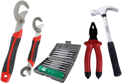 Asraw Snap N Grip, Plier, 1/2LB Hammer & 16in1 Screwdriver Set Hand Tool Kit(4 Tools), Multicolor
Asraw Snap N Grip, Plier, 1/2LB Hammer & 16in1 Screwdriver Set Hand Tool Kit(4 Tools), Multicolor
