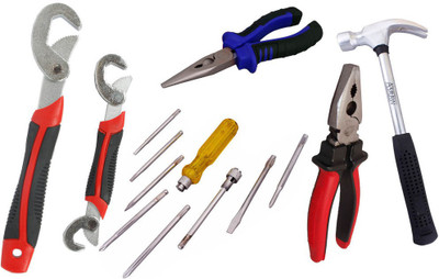 Asraw Snap N Grip, Plier, Nose Plier, 1/2LB Hammer & Screwdriver Set Hand Tool Kit(5 Tools), Multicolor