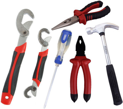 Asraw Snap N Grip, Plier, Nose Plier, 1/2LB Hammer & Double Sided Screwdriver Hand Tool Kit(5 Tools), Multicolor
Asraw Snap N Grip, Plier, Nose Plier, 1/2LB Hammer & Double Sided Screwdriver Hand Tool Kit(5 Tools), Multicolor