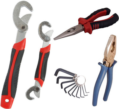 Asraw Snap N Grip, Plier, Nose Plier & Allen key Hand Tool Kit(4 Tools), Multicolor
Asraw Snap N Grip, Plier, Nose Plier & Allen key Hand Tool Kit(4 Tools), Multicolor