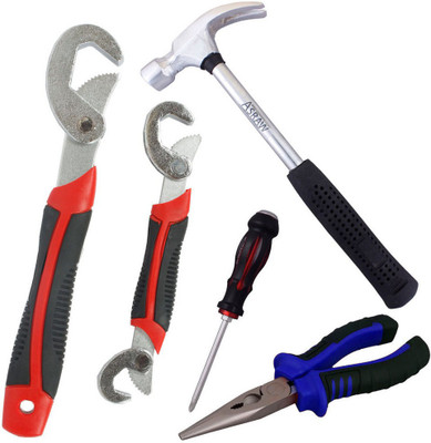 Asraw Snap N Grip, Nose Plier, 1/2LB Hammer & Double Sided Screwdriver Hand Tool Kit(4 Tools), Multicolor
Asraw Snap N Grip, Nose Plier, 1/2LB Hammer & Double Sided Screwdriver Hand Tool Kit(4 Tools), Multicolor
