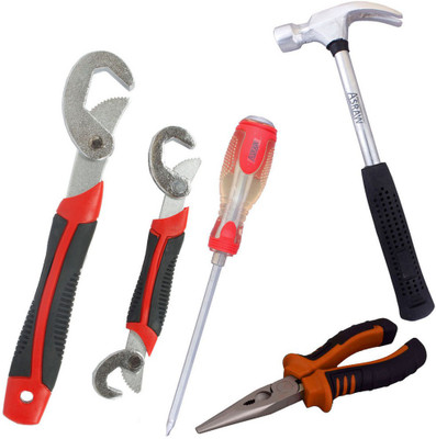 Asraw Snap N Grip, Nose Plier, 1/2LB Hammer & Double Sided Screwdriver Hand Tool Kit(4 Tools), Multicolor 
Asraw Snap N Grip, Nose Plier, 1/2LB Hammer & Double Sided Screwdriver Hand Tool Kit(4 Tools), Multicolor