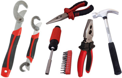 Asraw Snap N Grip, Plier, Nose Plier, 1/2LB Hammer & 11PC Screwdriver Set Hand Tool Kit(5 Tools), Multicolor
Asraw Snap N Grip, Plier, Nose Plier, 1/2LB Hammer & 11PC Screwdriver Set Hand Tool Kit(5 Tools), Multicolor