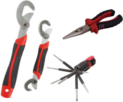 Asraw Snap N Grip, Nose Plier & 8in1 Screwdriver Set Hand Tool Kit(3 Tools), Multicolor
Asraw Snap N Grip, Nose Plier & 8in1 Screwdriver Set Hand Tool Kit(3 Tools), Multicolor