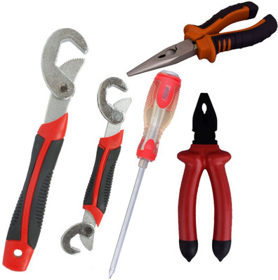 Asraw Snap N Grip, Plier, Nose Plier & Double Sided Screwdriver Hand Tool Kit(4 Tools), Multicolor
Asraw Snap N Grip, Plier, Nose Plier & Double Sided Screwdriver Hand Tool Kit(4 Tools), Multicolor