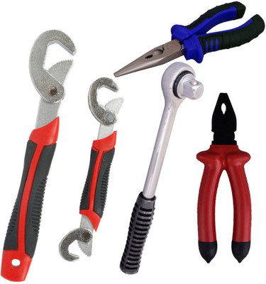 Asraw Snap N Grip, Plier, Nose Plier & Ratchet Handle Hand Tool Kit(4 Tools), Multicolor
Asraw Snap N Grip, Plier, Nose Plier & Ratchet Handle Hand Tool Kit(4 Tools), Multicolor