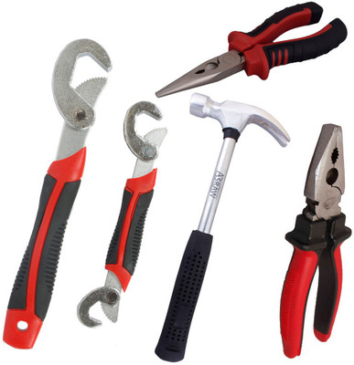 Asraw Snap N Grip, Plier, Nose Plier & 1/2LB Hammer Hand Tool Kit(4 Tools), Multicolor
Asraw Snap N Grip, Plier, Nose Plier & 1/2LB Hammer Hand Tool Kit(4 Tools), Multicolor