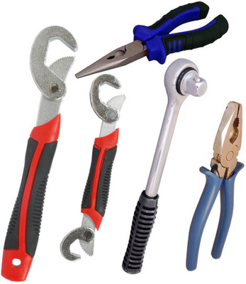 Asraw Snap N Grip, Plier, Nose Plier & Ratchet Handle Hand Tool Kit(4 Tools), Multicolor
Asraw Snap N Grip, Plier, Nose Plier & Ratchet Handle Hand Tool Kit(4 Tools), Multicolor