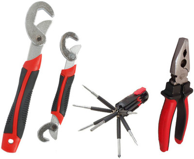 Asraw Snap N Grip, Plier & 8in1 Screwdriver Set Hand Tool Kit(3 Tools), Multicolor