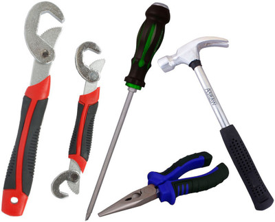Asraw Snap N Grip, Nose Plier, 1/2LB Hammer & Double Sided Screwdriver Hand Tool Kit(4 Tools), Multicolor
Asraw Snap N Grip, Nose Plier, 1/2LB Hammer & Double Sided Screwdriver Hand Tool Kit(4 Tools), Multicolor