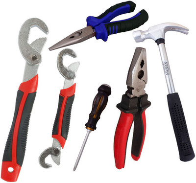 Asraw Snap N Grip, Plier, Nose Plier, 1/2LB Hammer & Double Sided Screwdriver Hand Tool Kit(5 Tools), Multicolor
Asraw Snap N Grip, Plier, Nose Plier, 1/2LB Hammer & Double Sided Screwdriver Hand Tool Kit(5 Tools), Multicolor