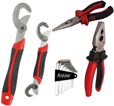 Asraw Snap N Grip, Plier, Nose Plier & Allen key Hand Tool Kit(4 Tools), Multicolor
Asraw Snap N Grip, Plier, Nose Plier & Allen key Hand Tool Kit(4 Tools), Multicolor