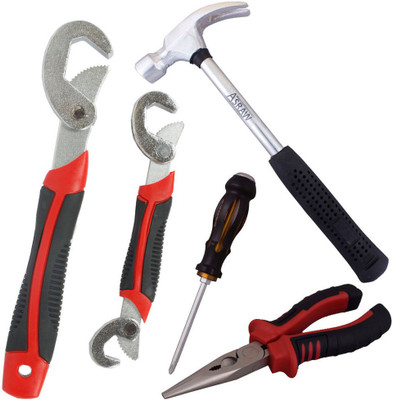 Asraw Snap N Grip, Nose Plier, 1/2LB Hammer & Double Sided Screwdriver Hand Tool Kit(4 Tools), Multicolor
Asraw Snap N Grip, Nose Plier, 1/2LB Hammer & Double Sided Screwdriver Hand Tool Kit(4 Tools), Multicolor