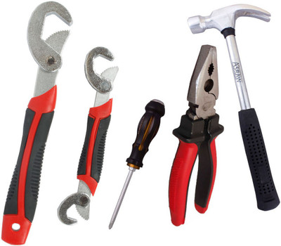 Asraw Snap N Grip, Plier, 1/2LB Hammer & Double Sided Screwdriver Hand Tool Kit(4 Tools), Multicolor
Asraw Snap N Grip, Plier, 1/2LB Hammer & Double Sided Screwdriver Hand Tool Kit(4 Tools), Multicolor