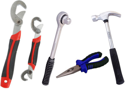 Asraw Snap N Grip, Nose Plier, 1/2LB Hammer & Ratchet Handle Hand Tool Kit(4 Tools), Multicolor
Asraw Snap N Grip, Nose Plier, 1/2LB Hammer & Ratchet Handle Hand Tool Kit(4 Tools), Multicolor