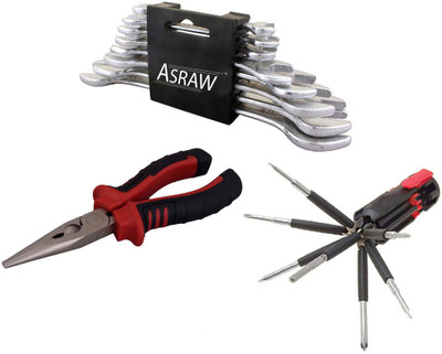 Asraw Hand Tool Kit(11 Tools), Multicolor