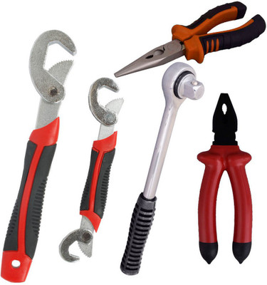 Asraw Snap N Grip, Plier, Nose Plier & Ratchet Handle Hand Tool Kit(4 Tools), Multicolor
Asraw Snap N Grip, Plier, Nose Plier & Ratchet Handle Hand Tool Kit(4 Tools), Multicolor