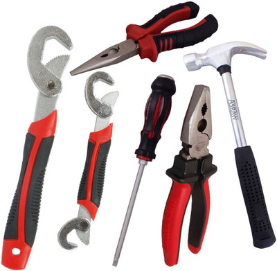Asraw Snap N Grip, Plier, Nose Plier, 1/2LB Hammer & Double Sided Screwdriver Hand Tool Kit(5 Tools), Multicolor
Asraw Snap N Grip, Plier, Nose Plier, 1/2LB Hammer & Double Sided Screwdriver Hand Tool Kit(5 Tools), Multicolor