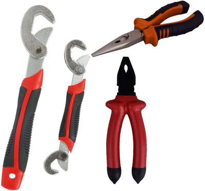 Asraw Snap N Grip, Nose Plier & Plier Hand Tool Kit(3 Tools), Multicolor