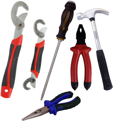 Asraw Snap N Grip, Plier, Nose Plier, 1/2LB Hammer & Double Sided Screwdriver Hand Tool Kit(5 Tools), Multicolor
Asraw Snap N Grip, Plier, Nose Plier, 1/2LB Hammer & Double Sided Screwdriver Hand Tool Kit(5 Tools), Multicolor