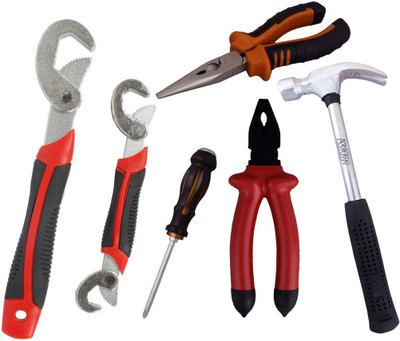 Asraw Snap N Grip, Plier, Nose Plier, 1/2LB Hammer & Double Sided Screwdriver Hand Tool Kit(5 Tools), Multicolor
Asraw Snap N Grip, Plier, Nose Plier, 1/2LB Hammer & Double Sided Screwdriver Hand Tool Kit(5 Tools), Multicolor