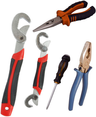 Asraw Snap N Grip, Plier, Nose Plier & Double Sided Screwdriver Hand Tool Kit(4 Tools), Multicolor