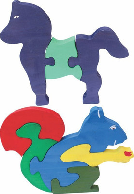 Enigmatic Woodworks Wooden Jigsaw Puzzle Horse + Squirrel(2 Pieces)