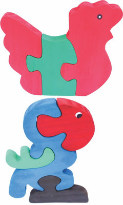 Enigmatic Woodworks Wooden Jigsaw Puzzle Hen + Parrot(2 Pieces)