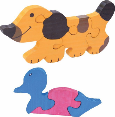 Enigmatic Woodworks Wooden Jigsaw Puzzle Dog + Duck(2 Pieces)