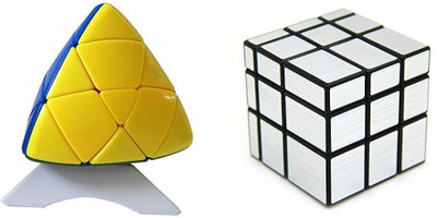 Imported ShengShow Silver Mirror Rubik Cube and Pyramid(2 Pieces)