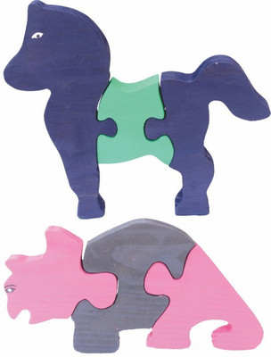 Enigmatic Woodworks Wooden Jigsaw Puzzle Horse + Rhinoceros(2 Pieces)
