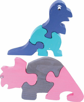 Enigmatic Woodworks Wooden Jigsaw Puzzle Dinosaur + Rhinoceros(2 Pieces)