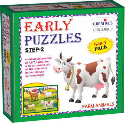 Creatives Early Puzzles Step 2 – Farm Animals (5 in 1 puzzles for ages 3 & above)(8 Pieces)
Creatives Early Puzzles Step 2 – Farm Animals (5 in 1 puzzles for ages 3 & above)(8 Pieces)