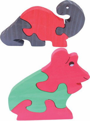 Enigmatic Woodworks Wooden Jigsaw Puzzle Dinosaur (CN) + Frog(2 Pieces)