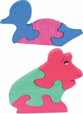 Enigmatic Woodworks Wooden Jigsaw Puzzle Duck + Frog(2 Pieces)