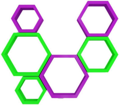 VAS Collection Home MDF Wall Shelf(Number of Shelves - 6, Green, Purple)