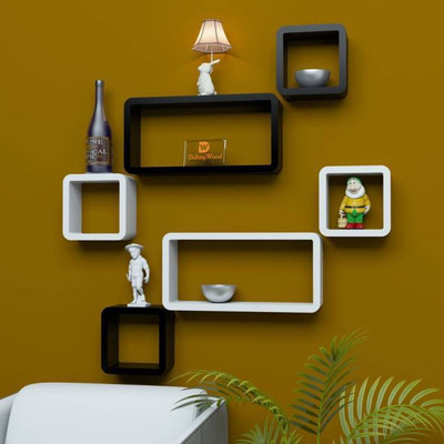 Wooden Art & Toys MDF Wall Shelf(Number of Shelves - 6, White, Brown)