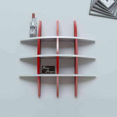 Onlineshoppee Big Tier MDF Wall Shelf(Number of Shelves - 3, Red, White)
