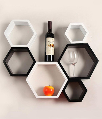 Craftatoz Wooden Wall Shelf(Number of Shelves - 6)