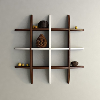 BM Wood Furniture GLOB SHEP Wooden Wall Shelf(Number of Shelves - 12, Brown, White)