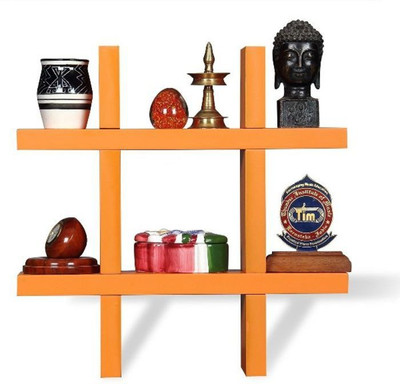 Onlineshoppee Plus Wooden Wall Shelf(Number of Shelves - 2, Orange)