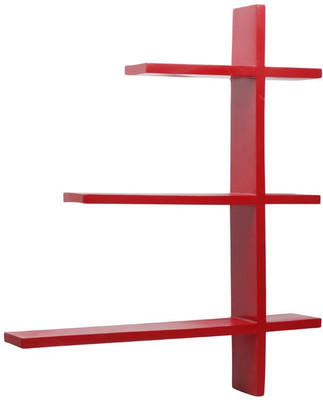 The New Look Wooden Wall Shelf(Number of Shelves - 3, Red)