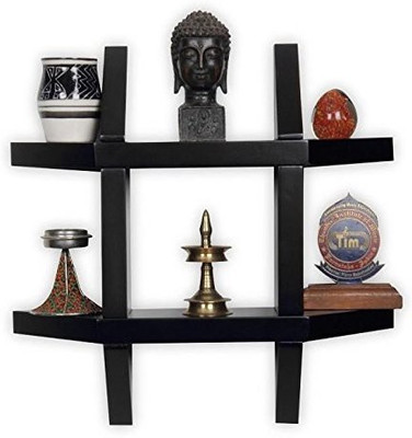 Onlineshoppee Plus MDF Wall Shelf(Number of Shelves - 2, Black)