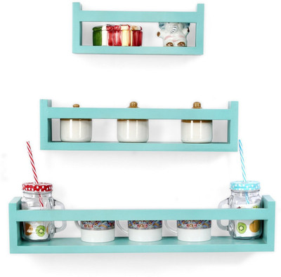 Onlineshoppee Multipurpose Wooden Wall Shelf(Number of Shelves - 3, Blue)