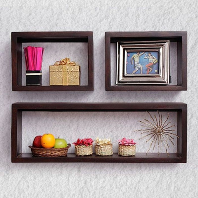 Woodkartindia Asma Collection Wooden Wall Shelf(Number of Shelves - 3, Brown)
