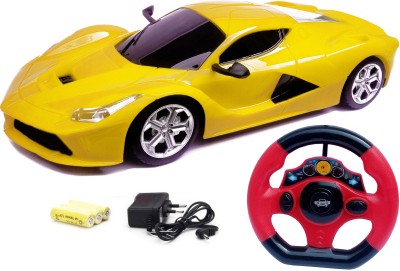 Flipzon RC Jackman 1:18 Ferrari Style Racing Rechargeable Car With Radio Control Steering (Yellow)(Yellow)
