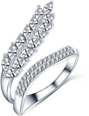 Jewels Galaxy Luxuria Alloy Cubic Zirconia Platinum Plated Ring, Silver